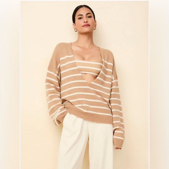 NWT Solid & Striped The Lowell Wool/Cashmere Low V-neck Sweater, Size Large - Picture 2 of 9